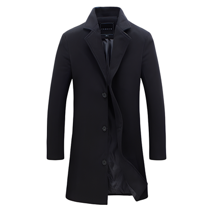 Eleganter Herren Wintermantel Wolle Schwarz