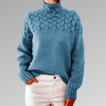 Elegantes Kleid | Strickpullover Hochgeschlossen Geflochtenes Design