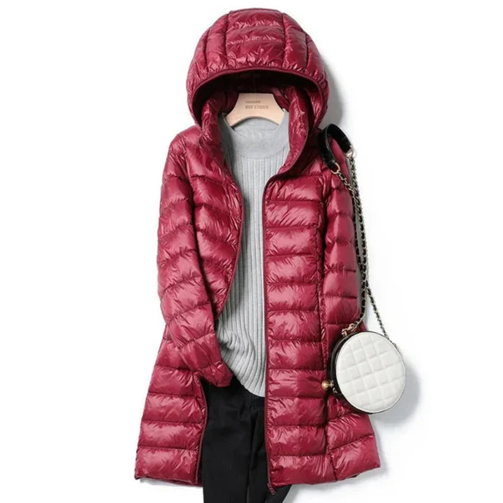 Lange Damenwinterjacke Warm mit Kapuze