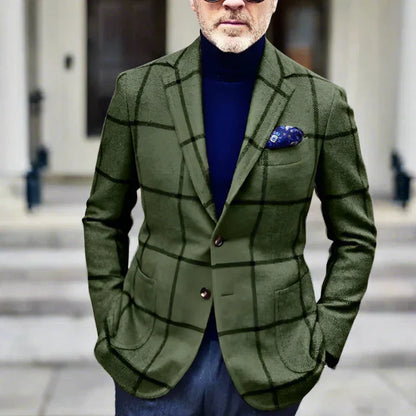 Herren Blazer Karo Muster Elegant Modern