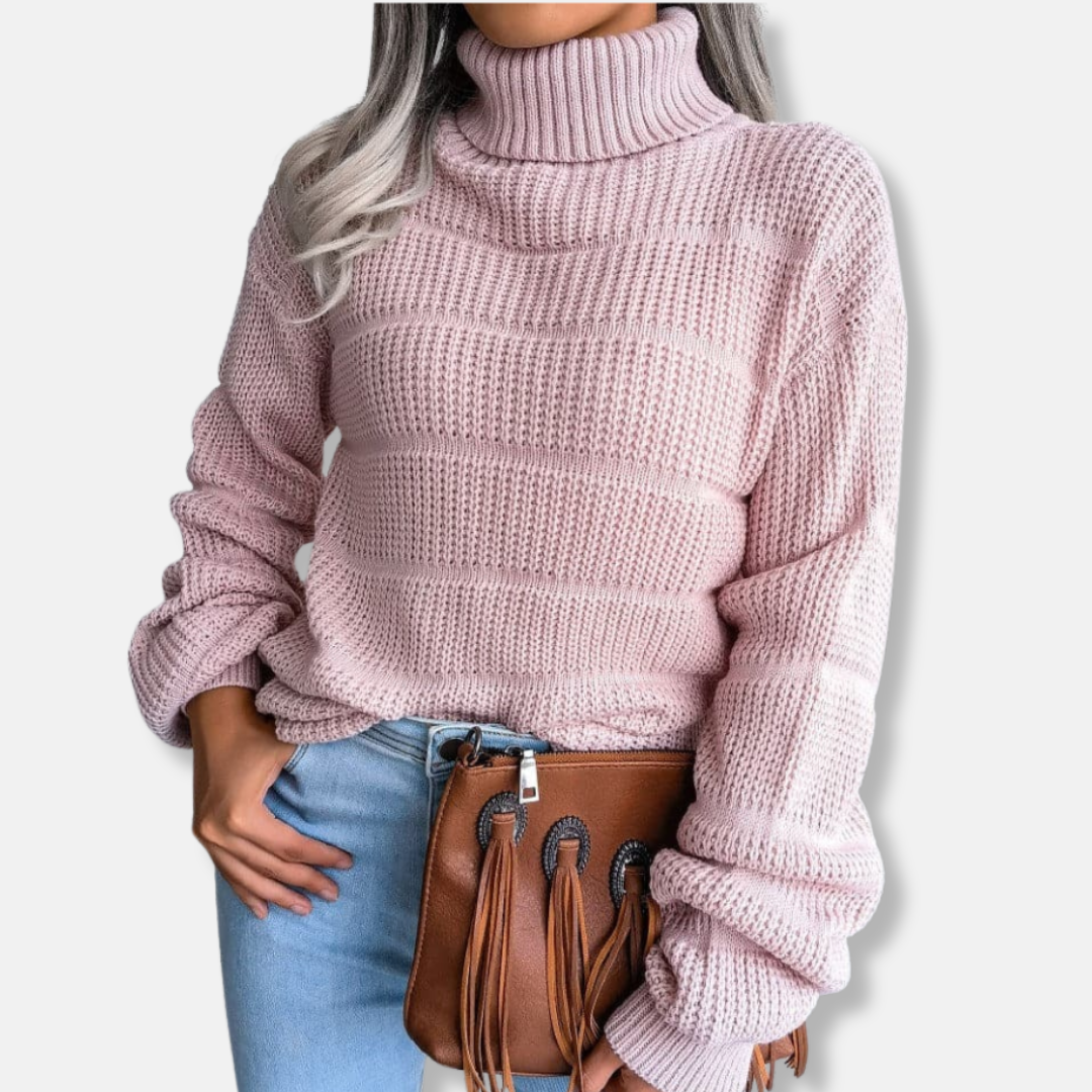 Weiche Rollkragenpullover Gerippte Optik Lockere Passform