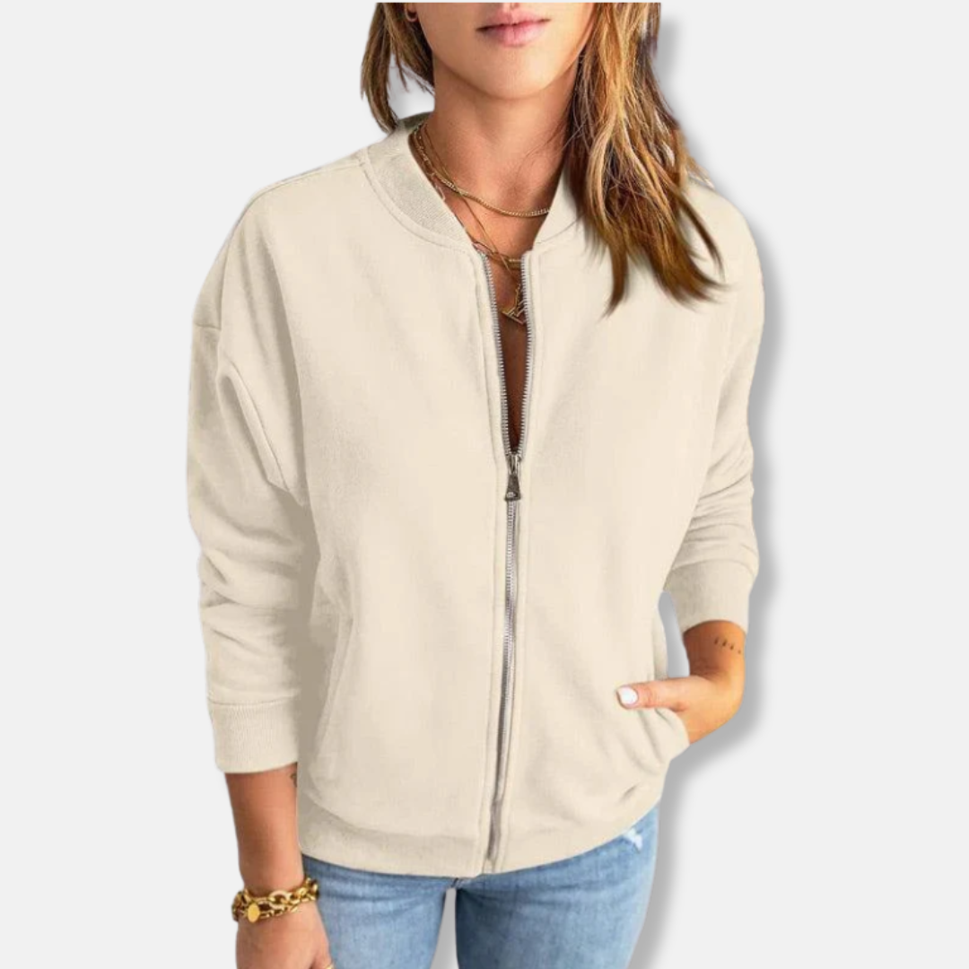 Leichte Jacke Mit Reißverschluss Und Rippkante Lässig