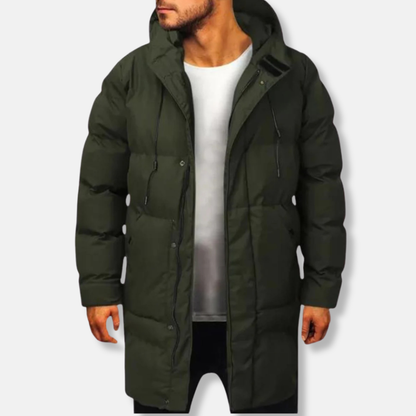 Warme Pufferjacke Mittel Länge Kapuze