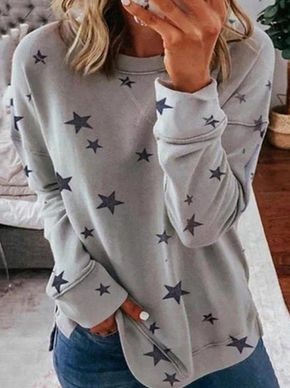 Warmes Winterkleid | Stern-Motiv Rundhals Pullover Damen