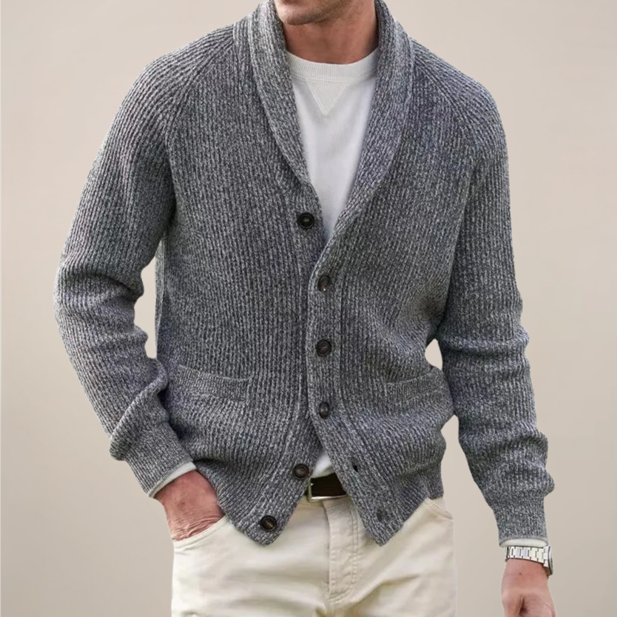 Herren Strickjacke Frühling Modern Schalkragen