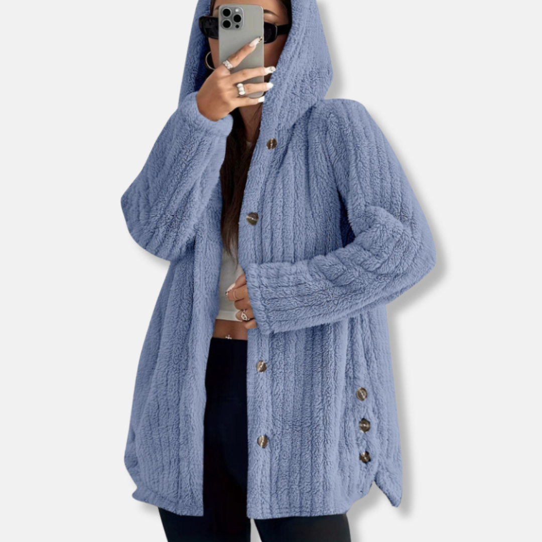 Mantel Oversize Mit Kapuze Weich Mittellang