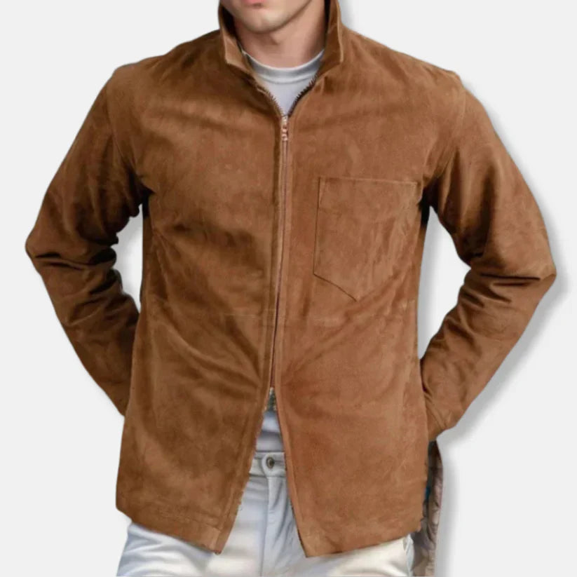 Emil - Slim Fit Lederjacke Modern Stehkragen - IdealeKleiden
