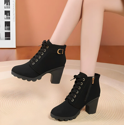 Damen Stiefeletten Hoch Absatz Chunky Sohle