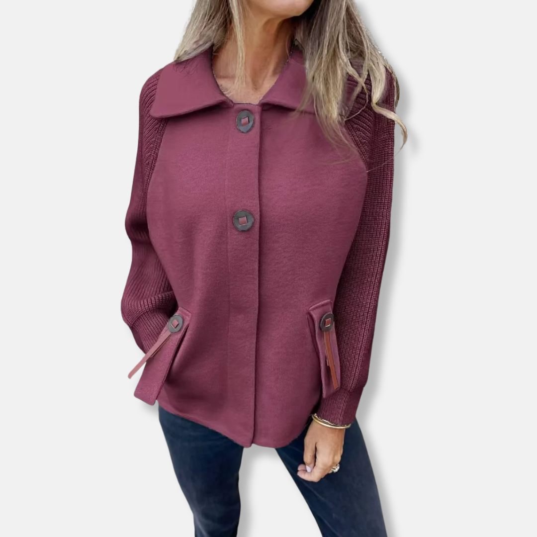 Lässige Damenjacke Gestrickt mit Knopfverschluss