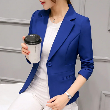 Damen Blazer Elegant Taillierte Form Ein-Knopf-Design