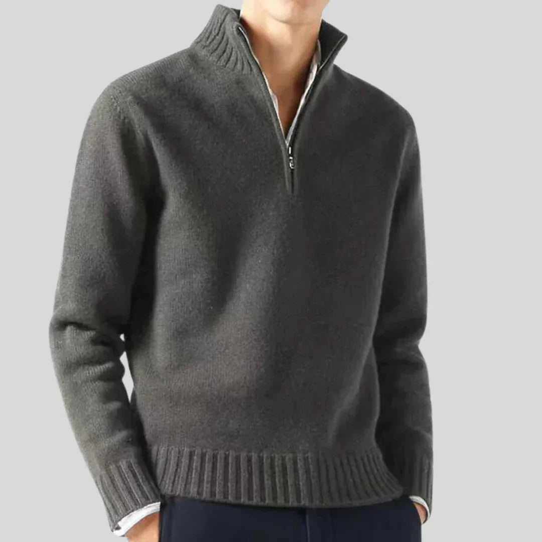 Luxus Herren Pullover Halbzipp Reißverschluss