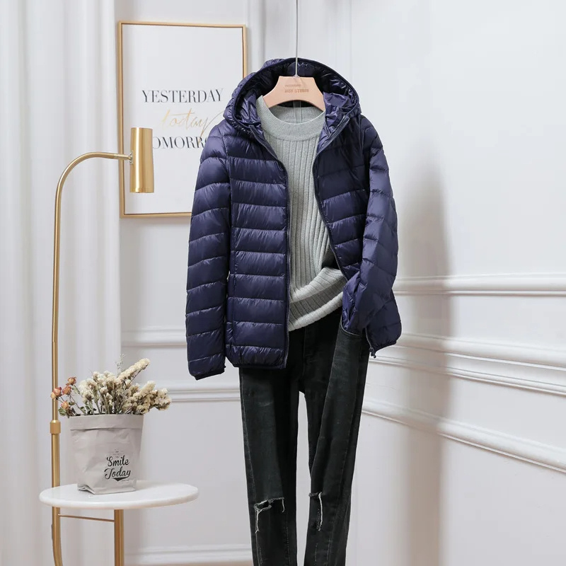 Warme Pufferjacke Kapuze Leicht