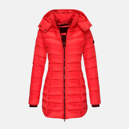 Slim Fit Pufferjacke Mittellang Kapuze