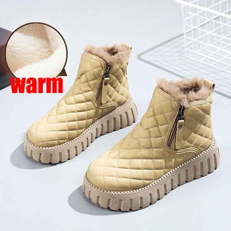 Damen Stiefeletten Mit Reißverschluss Dickes Sohlen