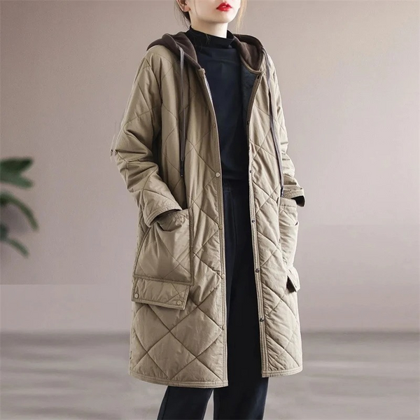 Langer Damenmantel Elegant Gepolstert Winter