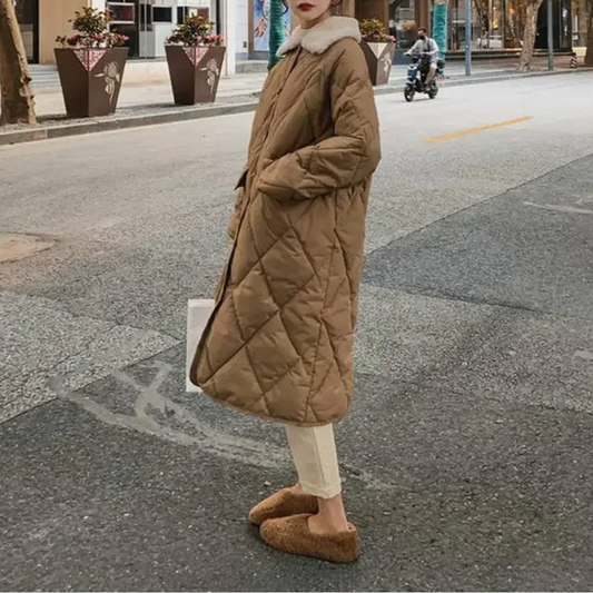 Übergroße Steppjacke Herbst Winter Pelz - IdealeKleiden