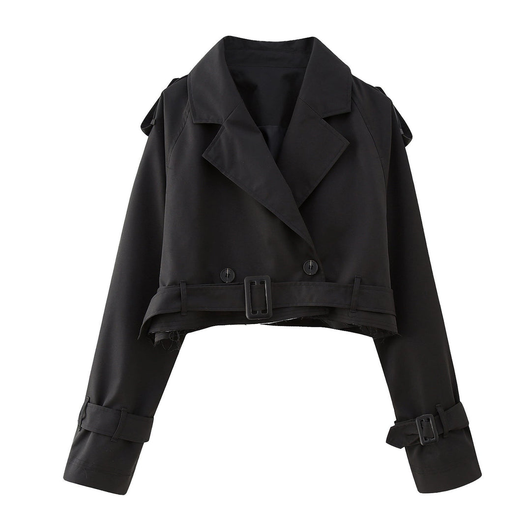 Eleganter Trenchcoat Damen Kurz Modern Gürtel