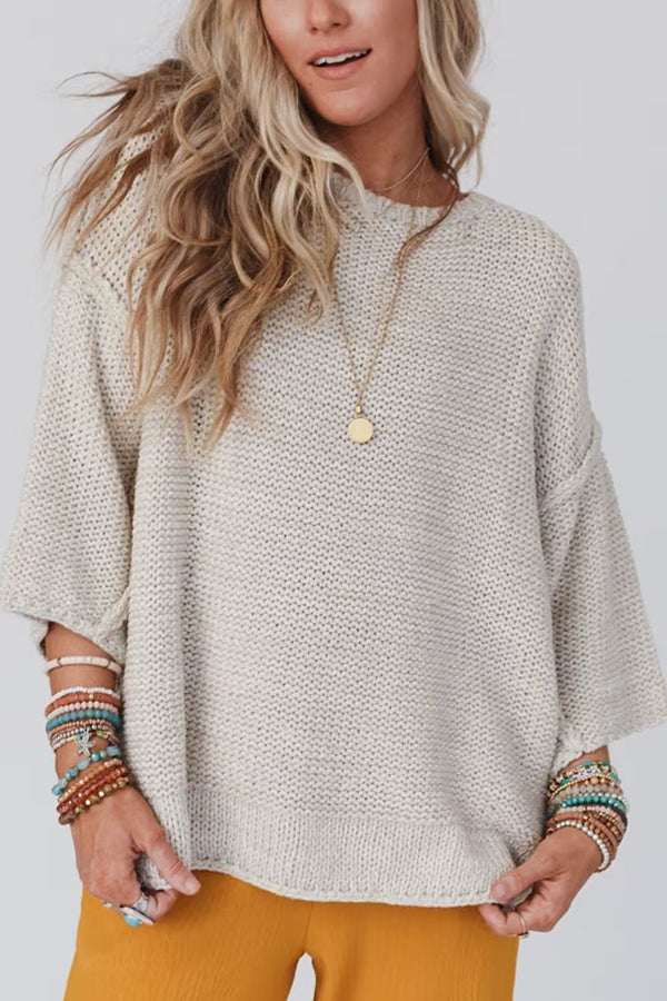 Bequemer Strickpullover Rundhals Damen