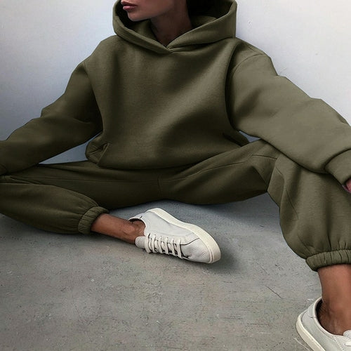 Warmes Winter-Outfit Kapuzenpullover Set - IdealeKleiden