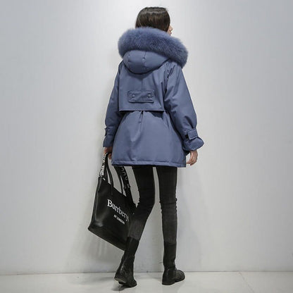 Winterjacke Frauen Kapuze Langärmlig Warm - IdealeKleiden