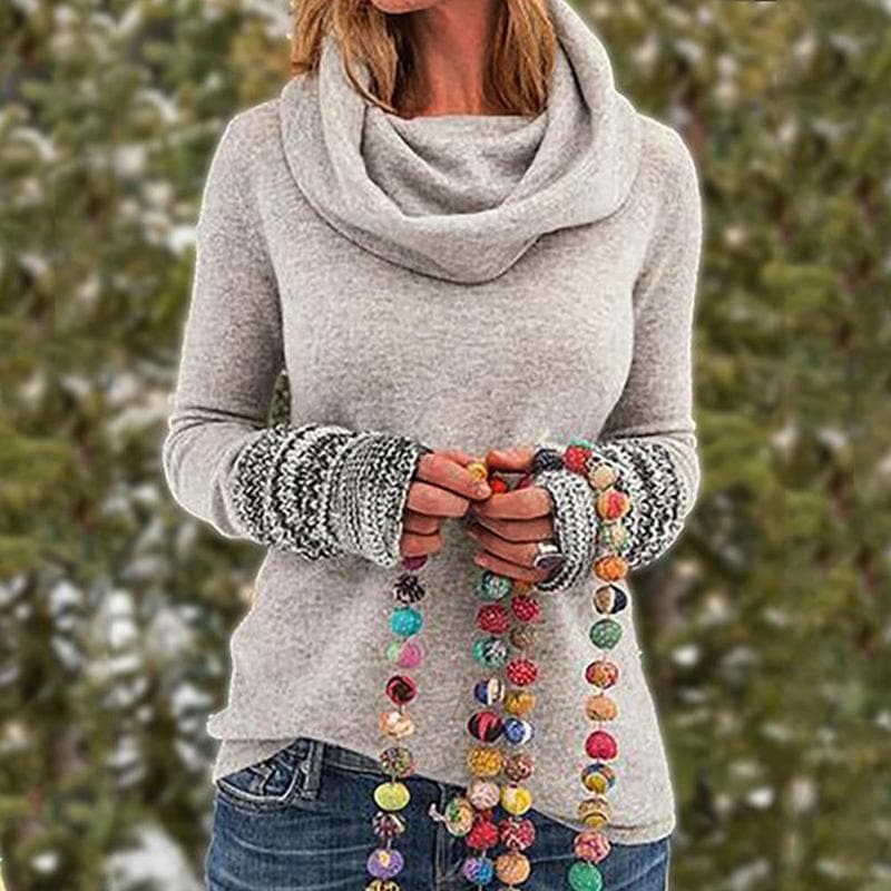 Weicher Strickpullover Lockerer Style Rollkragen - IdealeKleiden