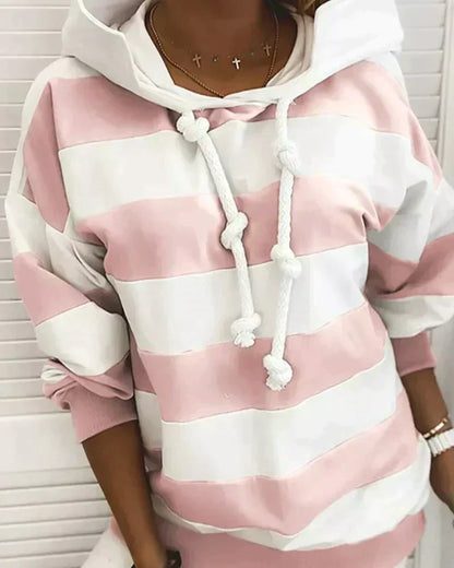 Frauen Hoodie Herbst Gestreift Modern