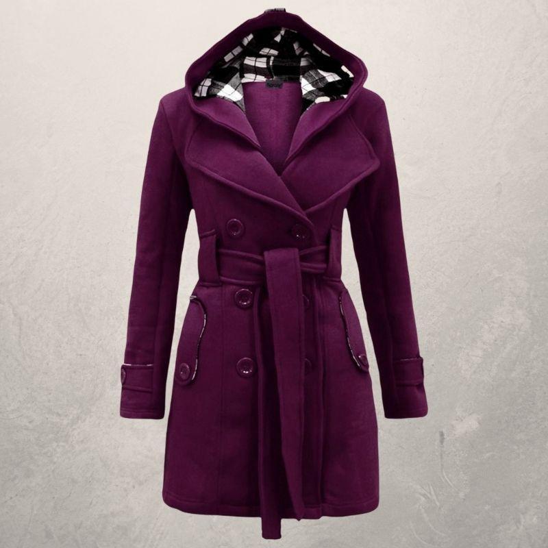 Klassischer Trenchcoat Zweireihig mit Kapuze