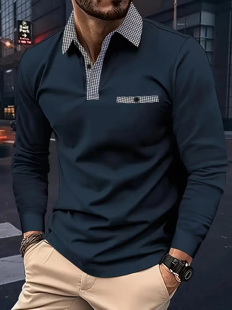 Ethan - Frühlings-Poloshirt Langarm Elegant - IdealeKleiden