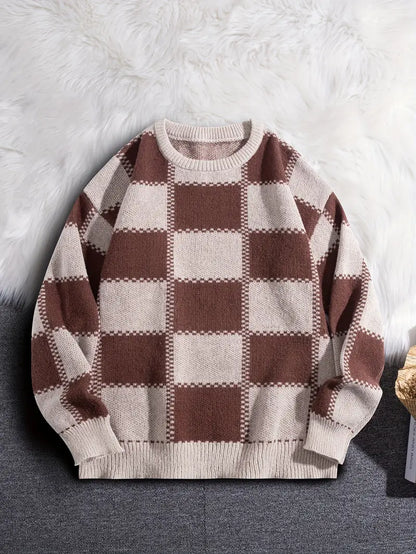 Schachmuster Pullover für Herren