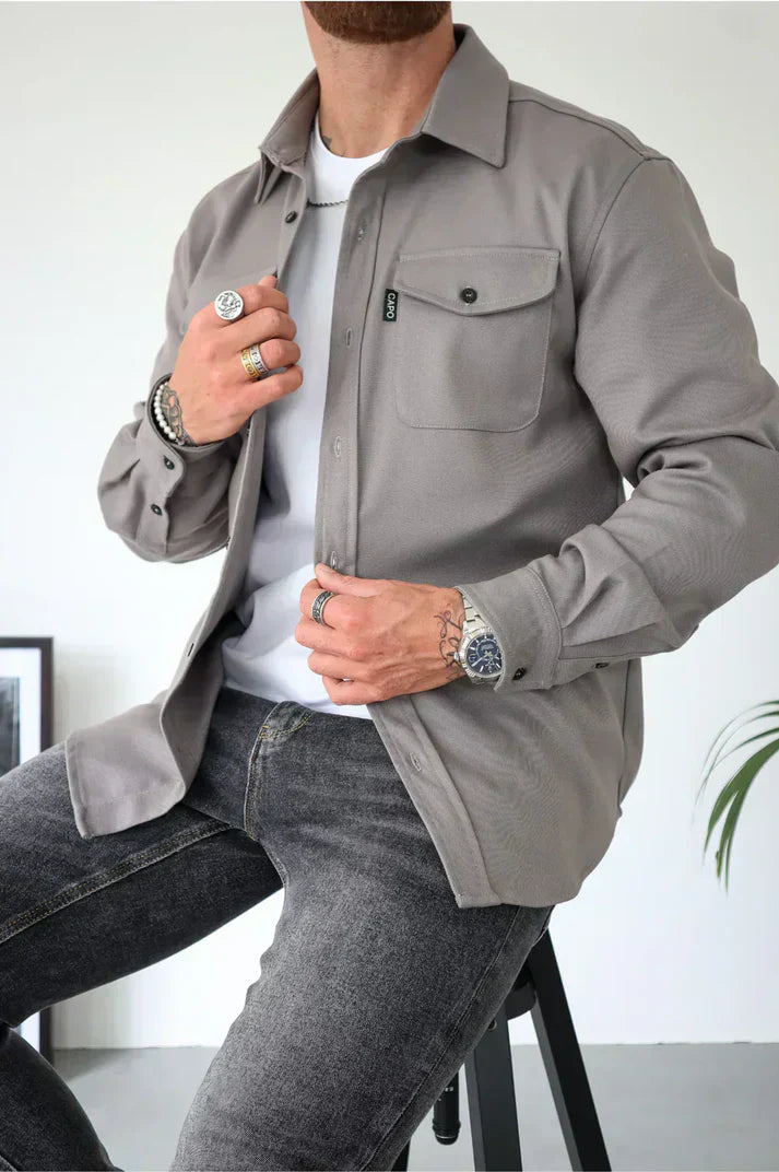 Herren Overshirt Baumwolle Knopfleiste Modern - IdealeKleiden