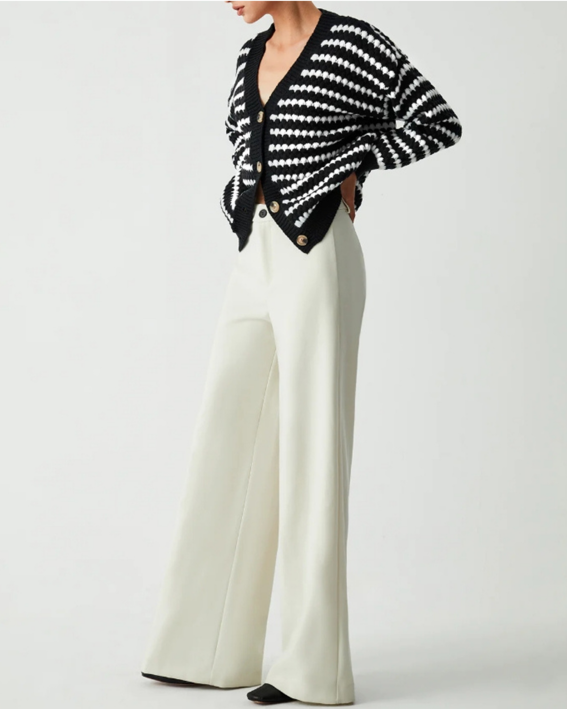 Stilvoller Streifen Cardigan Damen - IdealeKleiden