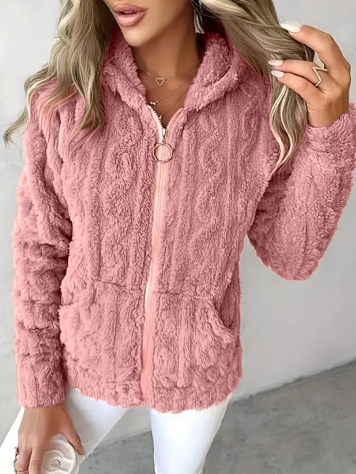 Klassischer Langarm Pullover mit Kapuze und Reißverschluss