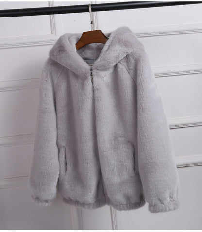 Damen Softshell Kapuzenjacke Kunstfell Weich Warm