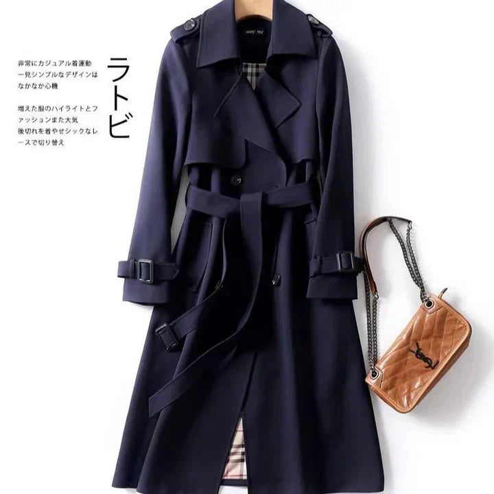 Rubinrote Doppelreihen-Mantel Elegant Damen