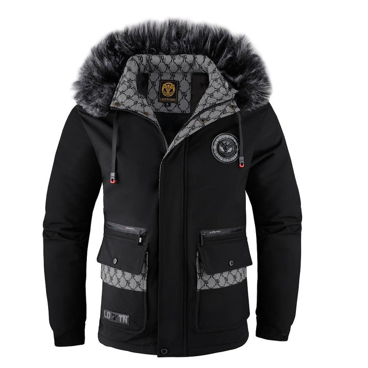 Herren Winterjacke mit Abnehmbarer Pelzkapuze