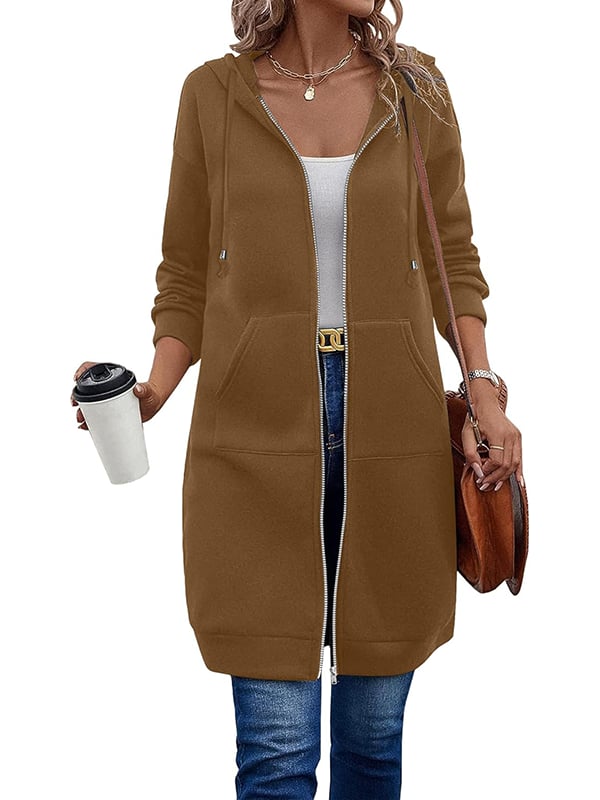 Langarm Kapuzenjacke Damen Reißverschluss