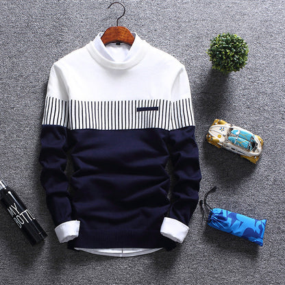 Striped Pullover Wollmischung Rundhals Mit Brusttasche