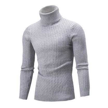 Herren Rollkragen Pullover Zopf Muster Elegante Optik
