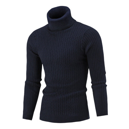 Herren Rollkragen Pullover Zopf Muster Elegante Optik