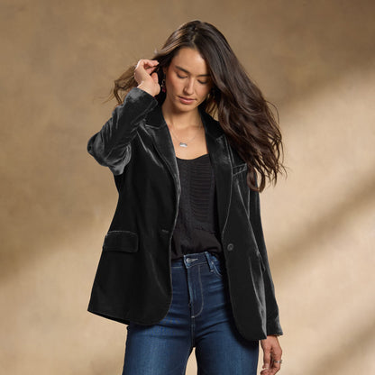Herbstjacke Samt Damenjacke Gestickt