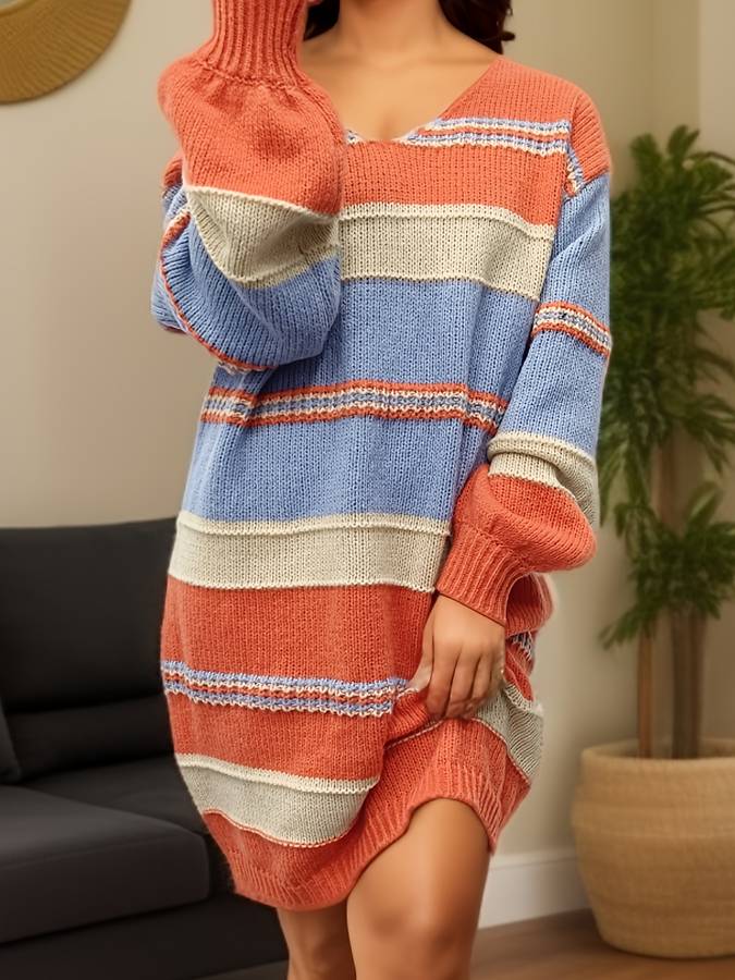 Übergroßer Pullover Streifen Design