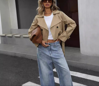Khaki Trenchcoat Elegant Geschnürt