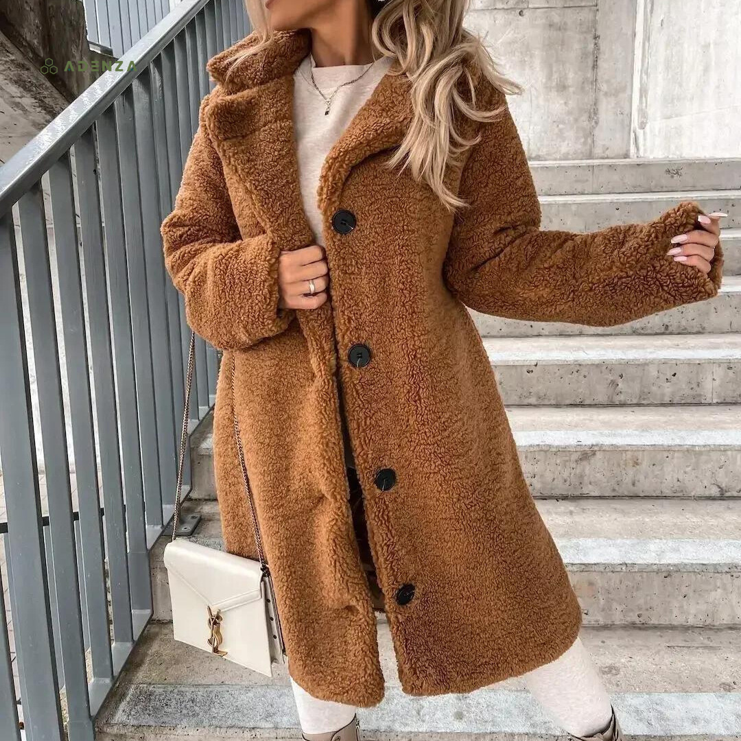 Teddy-Mantel Damen Weich Oversized Lang