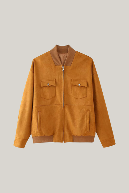 Lederjacke Schulterpolster Trendy Design