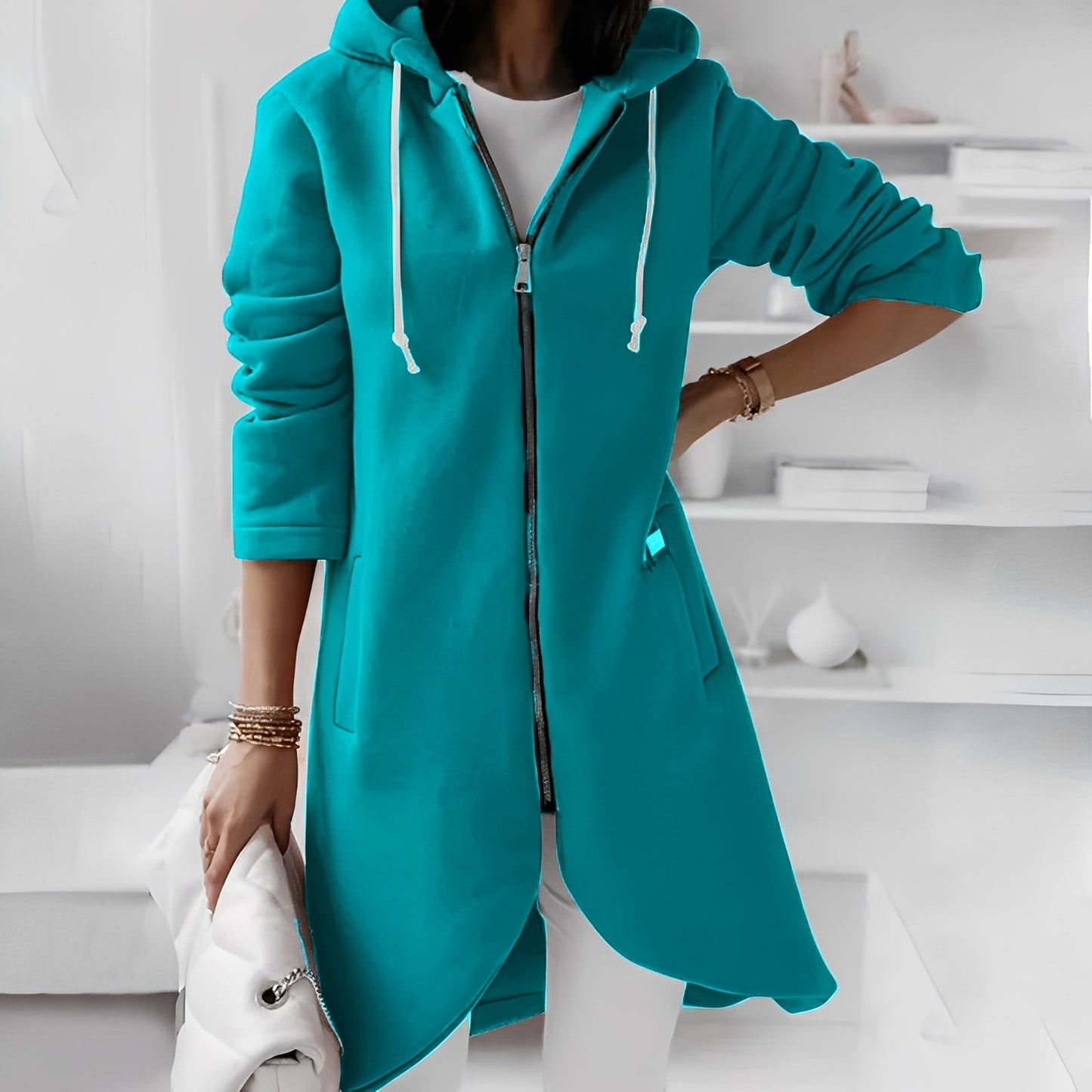 Lange Damen-Kapuzenjacke Bequem & Stylish