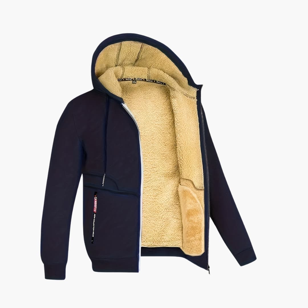 Gemütliche Herrenjacke Fleecegefüttert Kapuze Warm