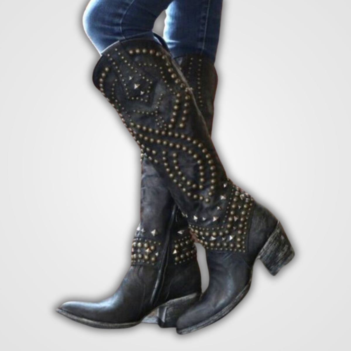 Stilvolle Stiefel Lange Nieten Boots