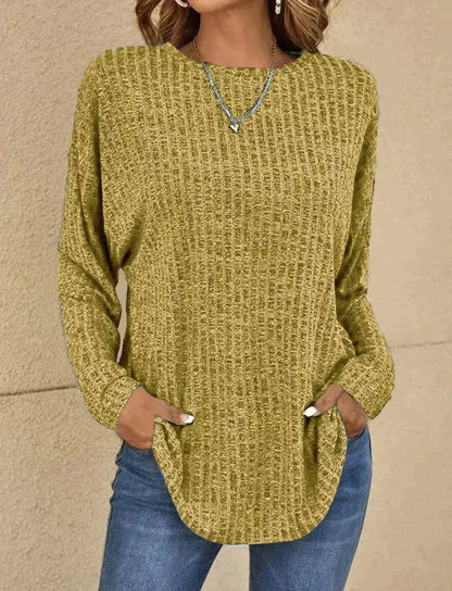 Weiche Strickpullover Damen Lässig Bequem Langarm