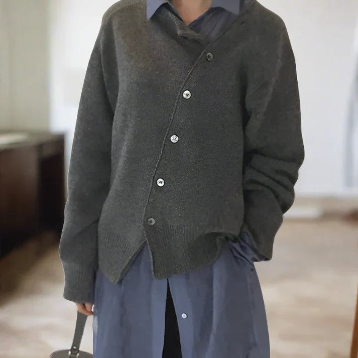 Weiche Strickjacke Damen Diagonale Knöpfe