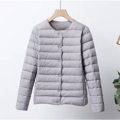 Daunenjacke Damen Slim Fit Leicht Wattierte Kapuzelessen Kurzjacke